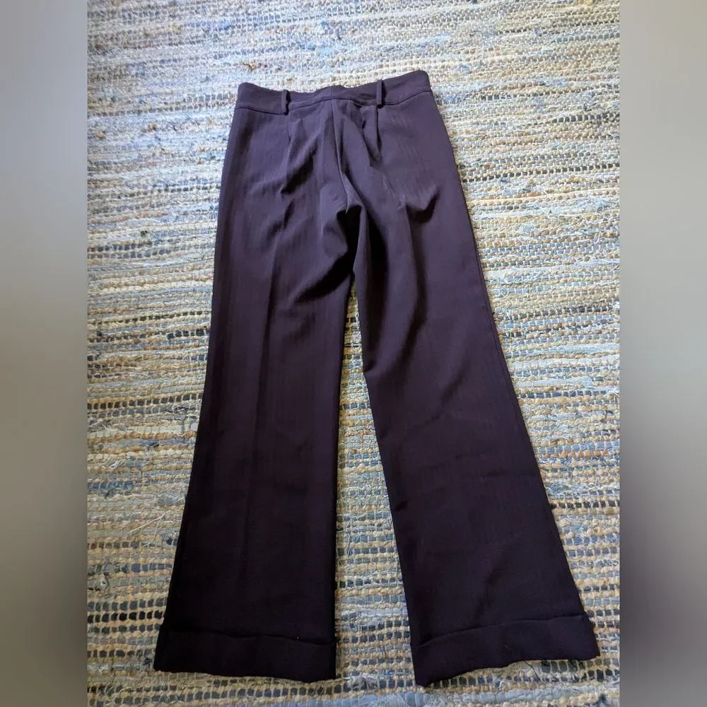 Low & Loose Trousers 11 Grape Purple Cuffed Pants Belt Loops Light Pinstripes